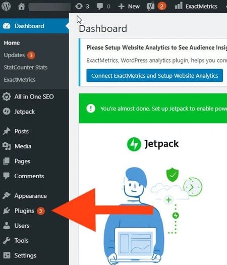 8 notifcations indicating plugin updates in WordPress dashboard