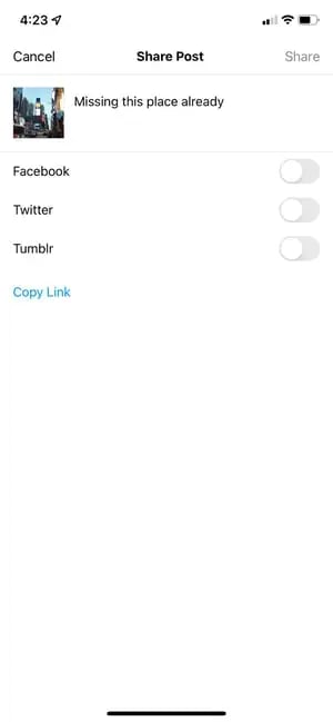 how to link instagram to other social accounts: toggle the social accounts