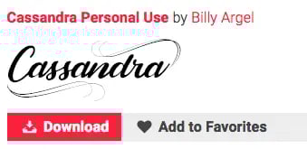 cursive font of someone's name