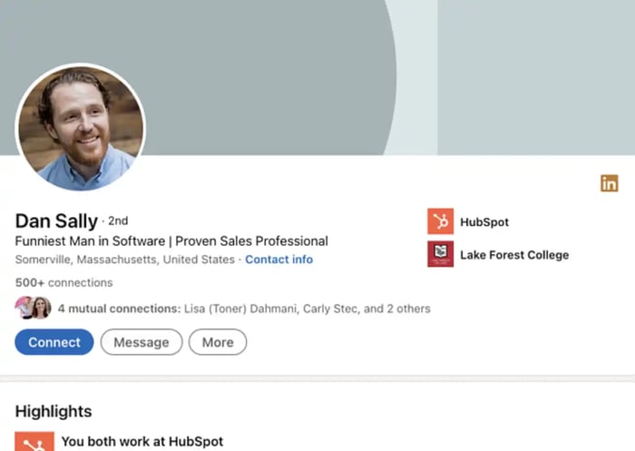 LinkedIn summary example: Dan Sally