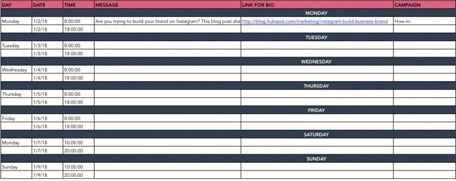 Instagram post log for social media publishing management