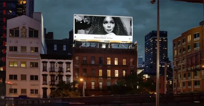 Marketing strategy, paid media example, Apple billboard