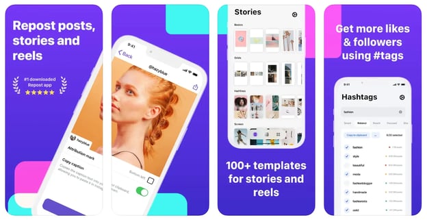 best apps for reposting on instagram: repost posts stories and reels